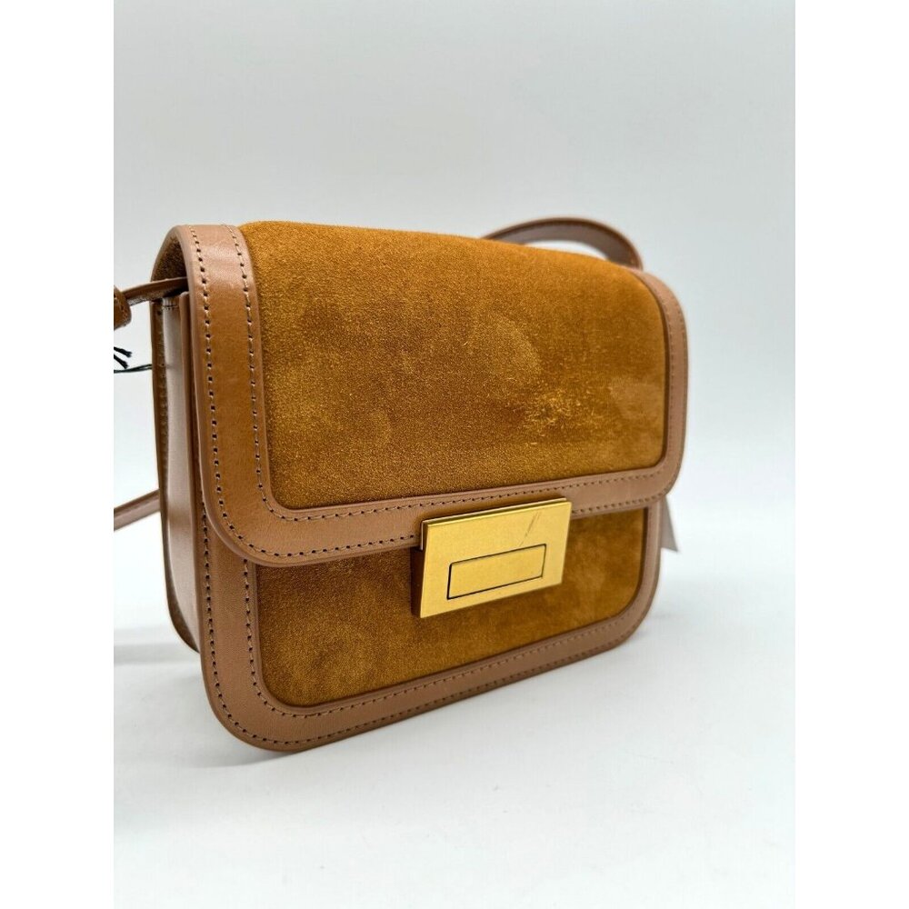 LOEFFLER RANDALL Desi leather and suede small crossbody bag -CACAO/TAN Defective